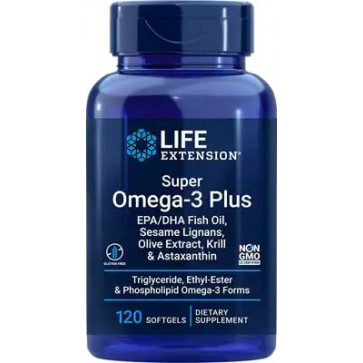 Super Omega-3 Plus EPA/DHA with Sesame Lignans. Olive Extract. Krill & Astaxanthin. 120 s LIFE Extension