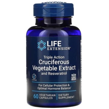 Triple Action Cruciferous Vegetable Extract and Resveratrol 60 vegetarian capsules Life Extension