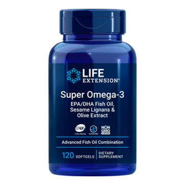 Super Omega-3 EPA/DHA with Sesame Lignans & Olive Extract. 120 softgels LIFE Extension