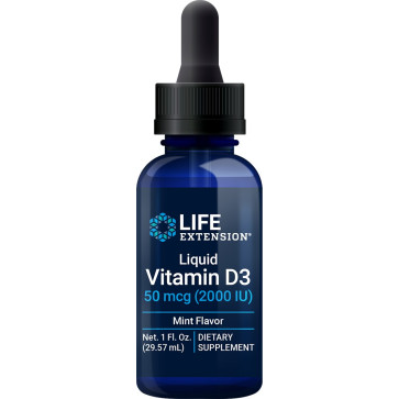 Liquid Vitamin D3, 50 mcg (2,000 IU), 1 fl oz (29.57 ml) Mint Life