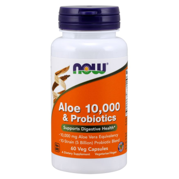 Aloe Vera 10.000 & Probiotics 60 vcaps Now Foods