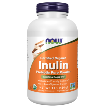 Certified Organic Inulin, Prebiotic Pure Powder, 1 lb (454 g) Now foods