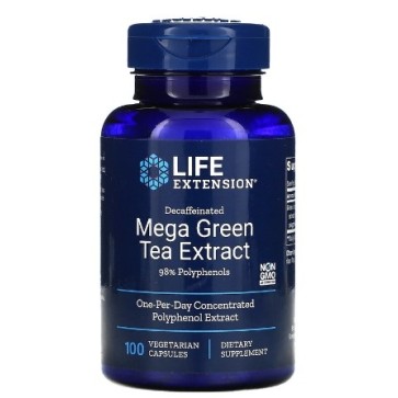 Decaffeinated Mega Green Tea Extract 100 vegetarian capsules LIFE Extension