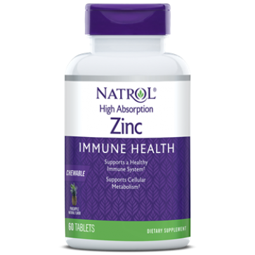 High Absorption Zinc Immune Health, 7.5 mg, Pineapple Chewable Tablet, 60ct Natrol