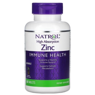High Absorption Zinc Immune Health, 7.5 mg, Pineapple Chewable Tablet, 60ct Natrol