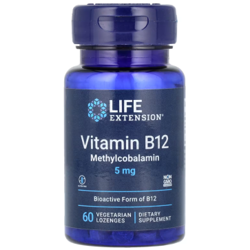 Vitamin B12 Methylcobalamin, 5 mg, 60 Vegetarian Lozenges Life Extension