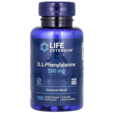 D, L-Phenylalanine, 500 mg, 100 Vegetarian Capsules Life Extension