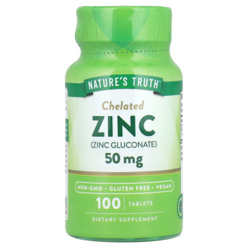 Nature's Truth, Zinc, Chelated , 50 mg, 100 Tablets