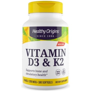 Vitamina D3 e K2 50mcg/200mcg Healthy Origins 180 softgels Healthy Origins