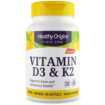 Vitamina D3 e K2 50mcg/200mcg Healthy Origins 60 softgels Healthy Origins