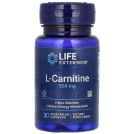 L-Carnitine, 500 mg, 30 Vegetarian Capsules Life Extension