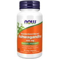 Extrato Padronizado de Ashwagandha 450mg 90 cápsulas vegetais Now Foods