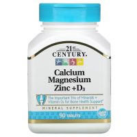 Calcium Magnesium Zinc + D3, 90 Tablets 21st Century