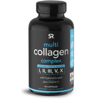 Multi Collagen Complex I, II, III, V, X with Hyaluric acid and Vit C  90caps Sports Research